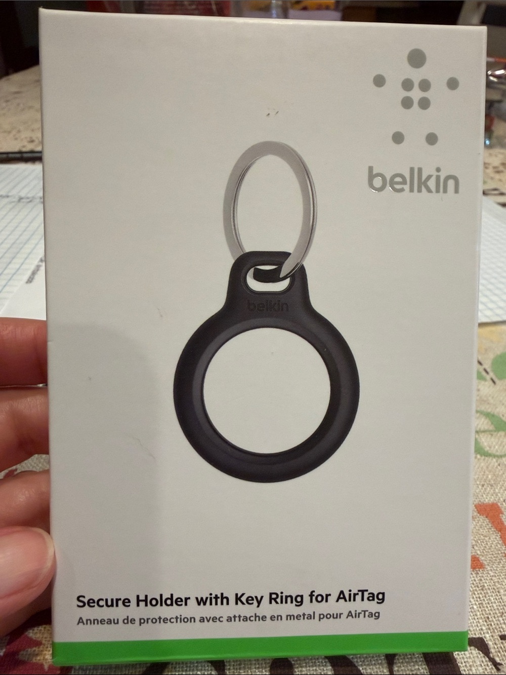 belkin Black AirTag Secure Holder with Key Ring